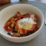 Baked Eggs with Chickpeas & Spinach